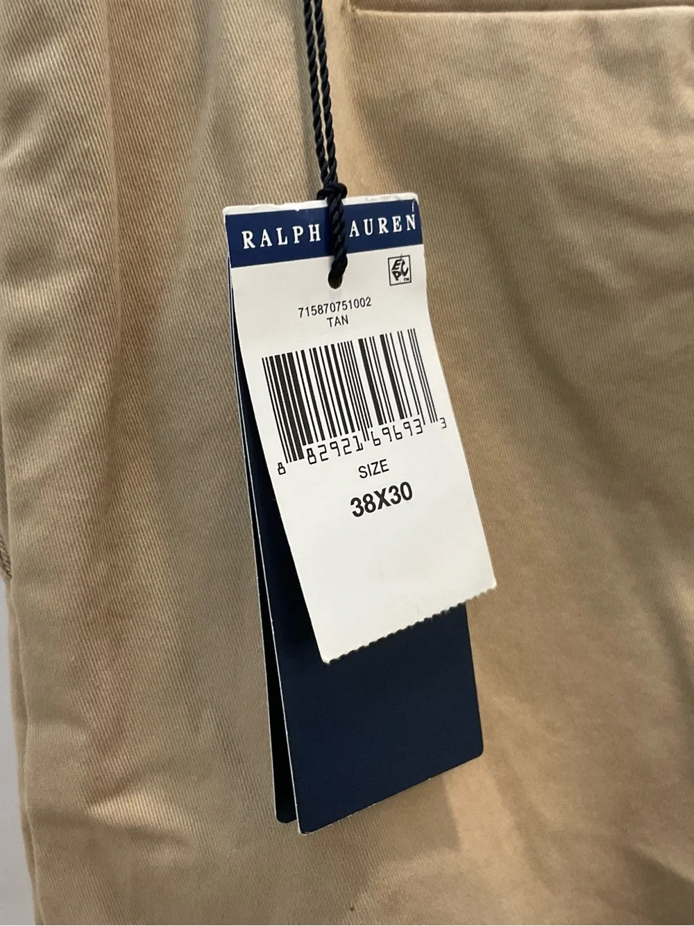 POLO Ralph Lauren KHAKI TAN Stretch Straight Fit Chino Pants size 38-30 T87